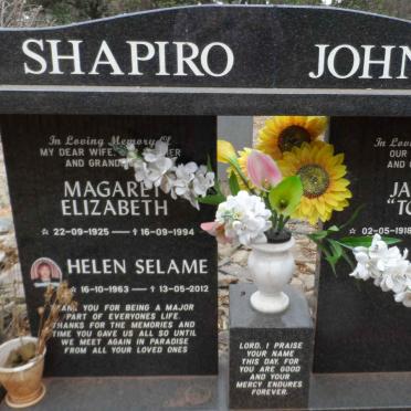 SHAPIRO Jarras 1918-1997 &amp; Magaret Elizabeth 1925-1994 :: JOHNSON Helen Selame 1963-2012