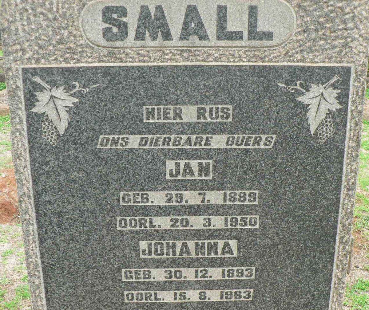 SMALL Jan 1889-1950 &amp; Johanna 1893-1963