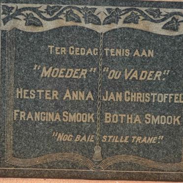 SMOOK Jan Christoffel Botha &amp; Hester Anna Francina
