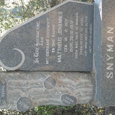 SNYMAN Mattheus Johannes 1931-1972