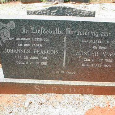 STRYDOM Johannes Francois 1891-1961 &amp; Hester Sophia 1895-1974