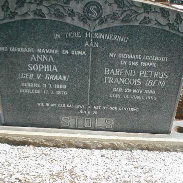 STOLS Barend Petrus Francois 1886-1953 &amp; Anna Sophia V. GRAAN 1889-1976
