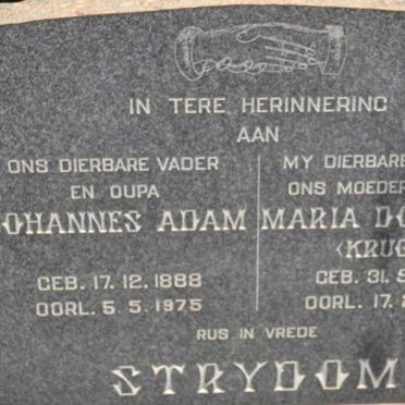STRYDOM Johannes Adam 1888-1975 &amp; Maria Dorothea KRUGER 1883-1968