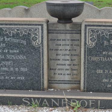SWANEPOEL Christiaan Tiberius Neser 1919-1951 &amp; Anna Jacoba Susanna V.D. LINDE 1922-1989