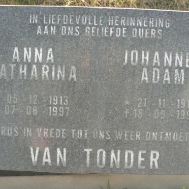 TONDER Johannes Adam, van 1916-1997 &amp; Anna Catharina 1913-1997