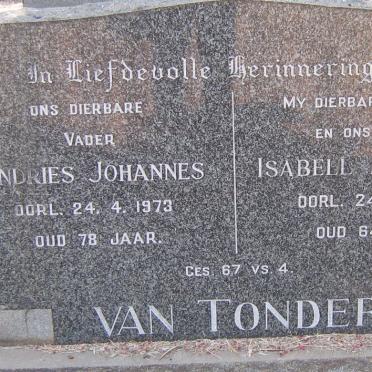 TONDER Andries Johannes, van -1973 &amp; Isabell Elizabeth -1965