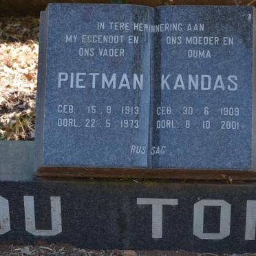 TOIT Pietman, du 1913-1973 &amp; Kandas 1909-2001