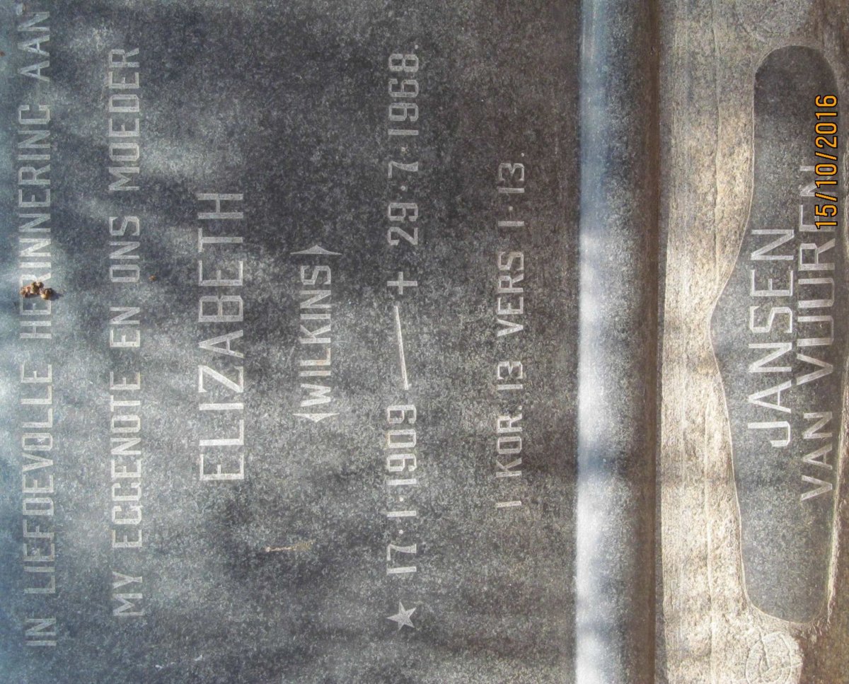 VUUREN Elizabeth, Jansen van nee WILKENS 1909-1968