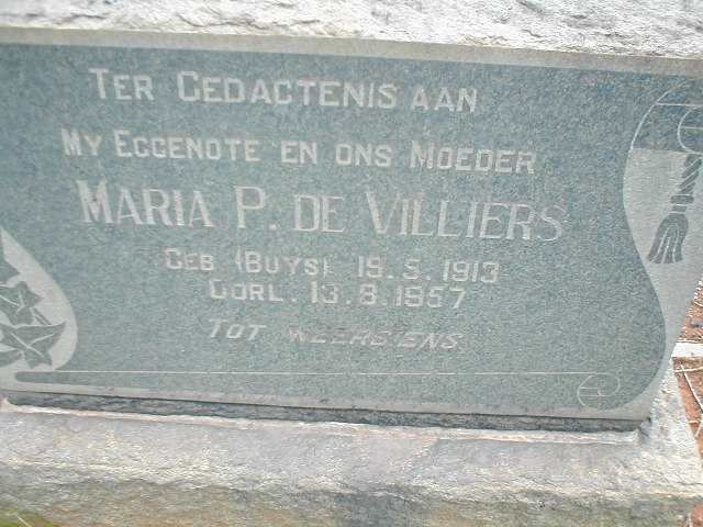 VILLIERS Maria P., de nee BUYS 1913-1957