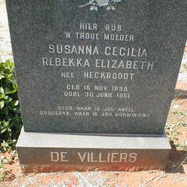 VILLIERS Susanna Cecilia Rebekka Elizabeth, de nee HECKROODT 1899-1961