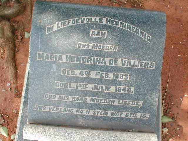 VILLIERS Maria Hendrina, de 1863-1940