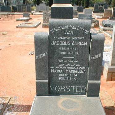 VORSTER Jacobus Adrian 1887-1952 &amp; Maria Magdalena 1894-1977