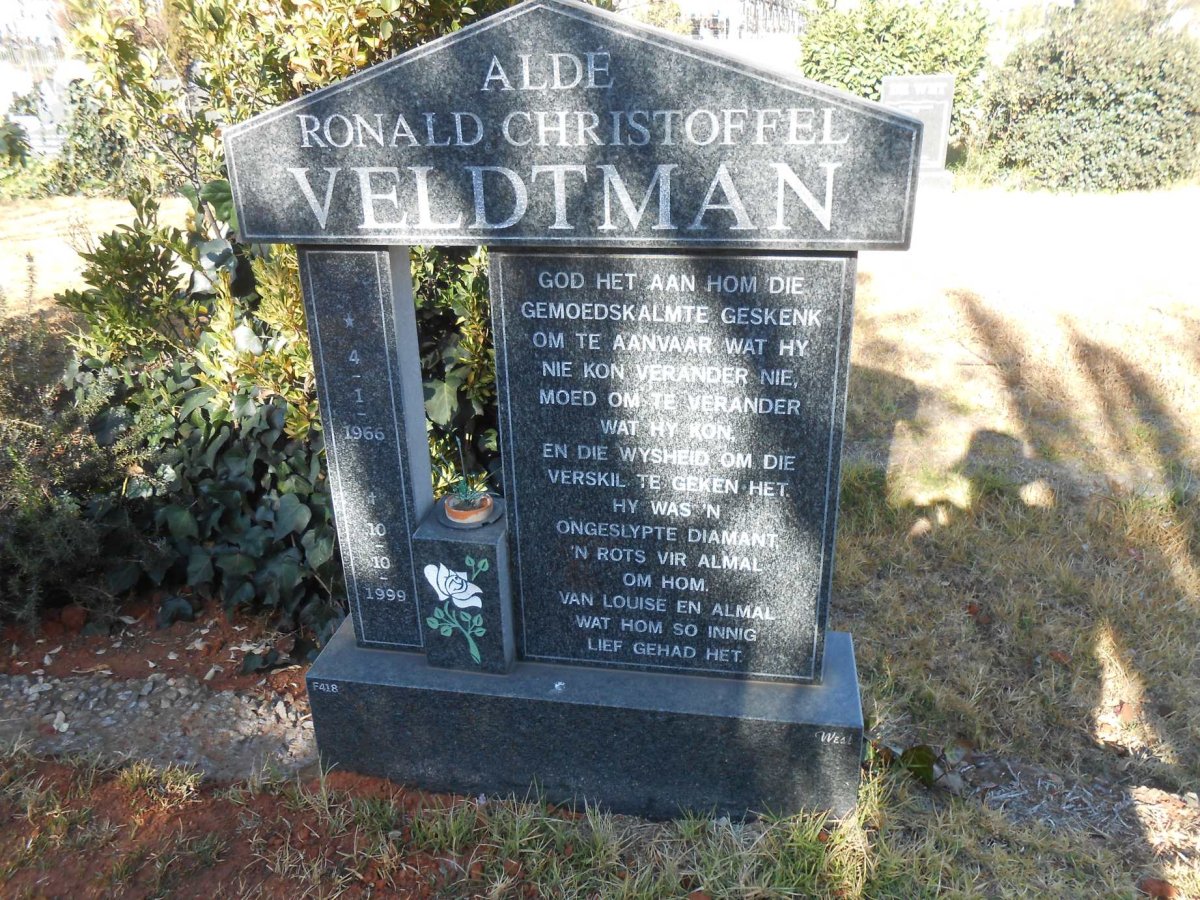 VELDTMAN Aldé Ronald Christoffel 1966-1999