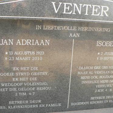VENTER Jan Adriaan 1923-2010 &amp; Isobel Jean 1928-2001