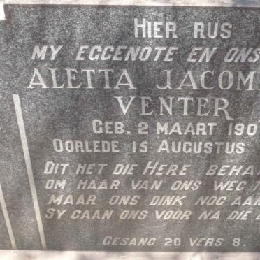 VENTER Aletta Jacomina 1905-1965