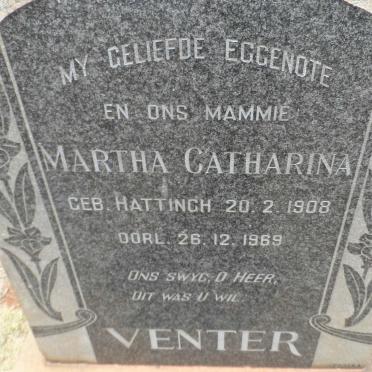 VENTER Martha Catharina nee HATTINGH 1908-1969