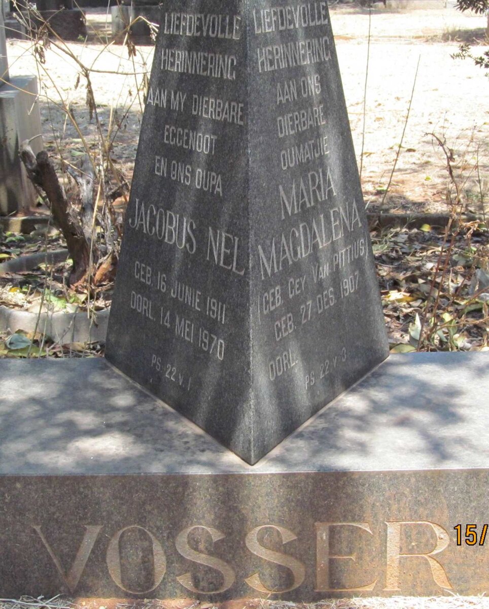VOSSER Jacobus Nel 1911-1970 &amp; Maria Magdalena GEY VAN PITTIUS 1907-