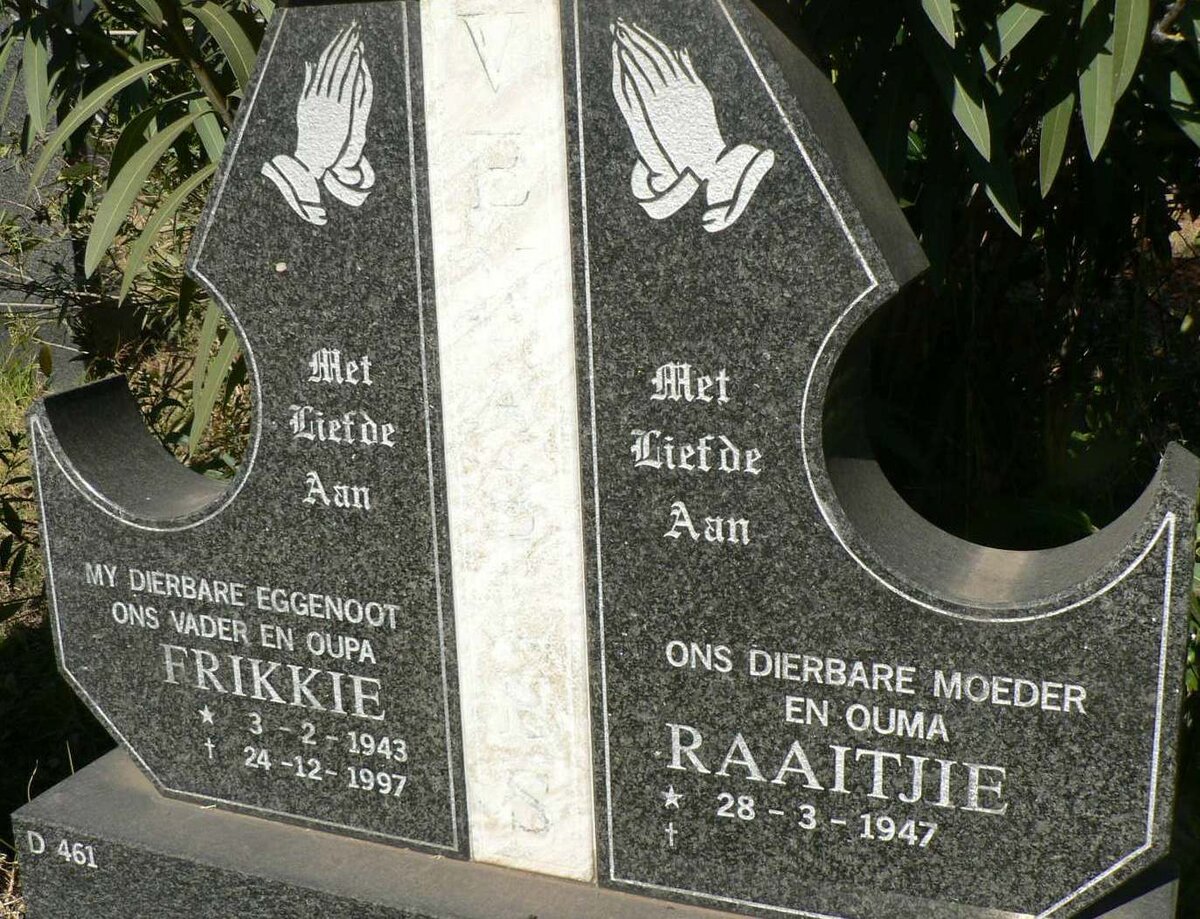 VENABLES Frikkie 1943-1997 &amp; Raaitjie 1947-