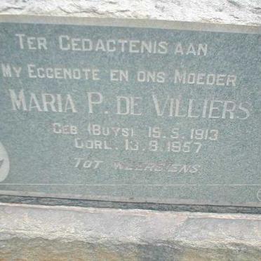 VILLIERS Maria P., de nee BUYS 1913-1957