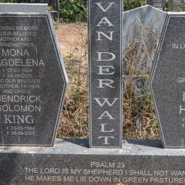 WALT Isaac Henry, van der 1920-2002 &amp; Mona Magdelena 1924-2000 :: KING Hendrick Solomon 1964-2007