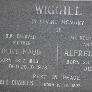 WIGGILL Alfred Charles 1888-1970 &amp; Olive Maud 1893-1973 :: WIGGILL Reginald Charles 1927-1977