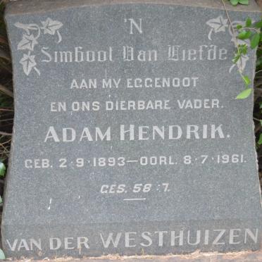 WESTHUIZEN Adam Hendrik, van der 1893-1961