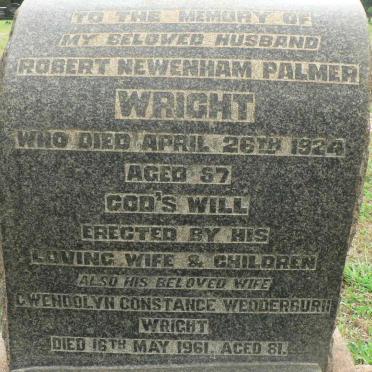 WRIGHT Robert Newenham Palmer -1924 &amp; Gwendolyn Constance Wedderburn -1961