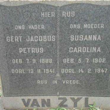 ZYL Gert Jacobus Petrus, van 1888-1941 &amp; Susanna Carolina 1902-1947