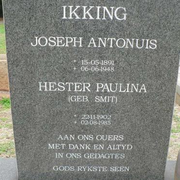 IKKING Joseph Antonuis 1891-1948 &amp; Hester Paulina SMIT 1902-1985