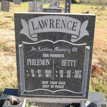 LAWRENCE Philemon 1924-1971 &amp; Betty 1927-2010 :: LAWRENCE Philemon 1924-1971