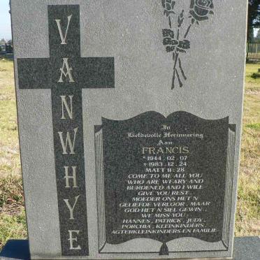 RUITERS Sarah 1890-1971 :: VANWHYE Francis 1944-1983