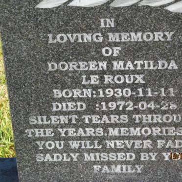 ROUX Doreen Matilda, le 1930-1972