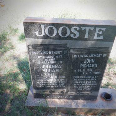 JOOSTE John Richard 1915-2006 &amp; Johanna Miriam 1923-1988