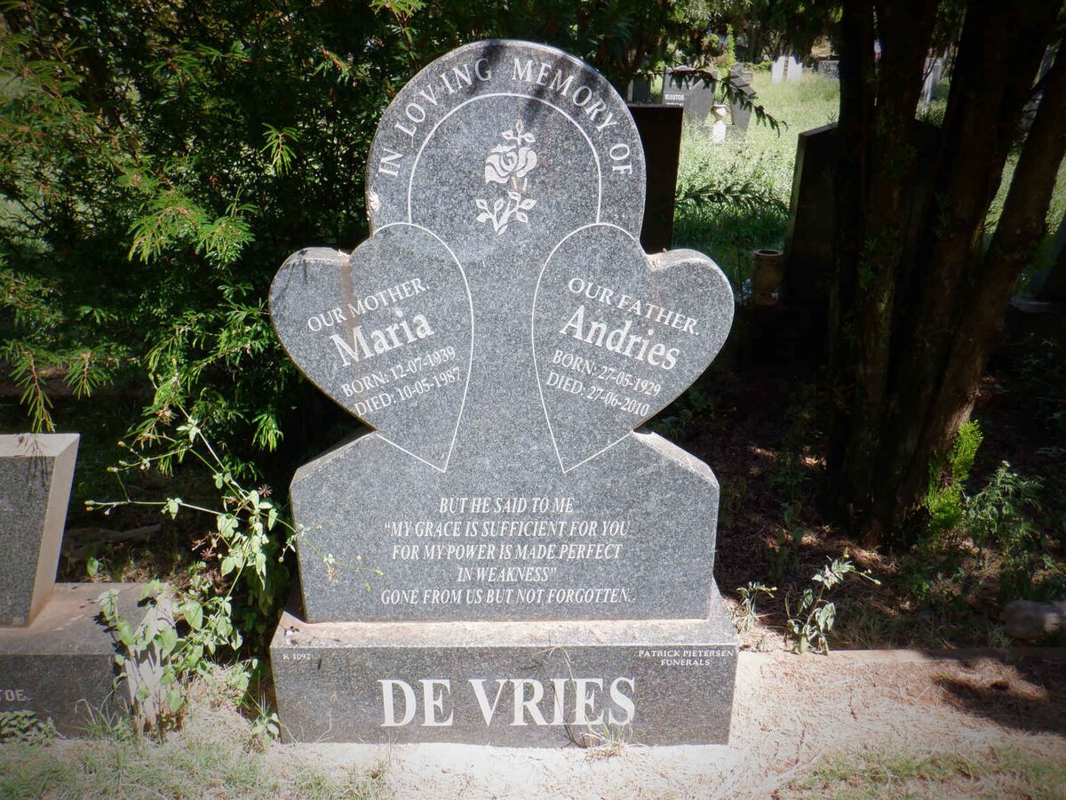 VRIES Andries, de 1929-2010 &amp; Maria 1939-1987