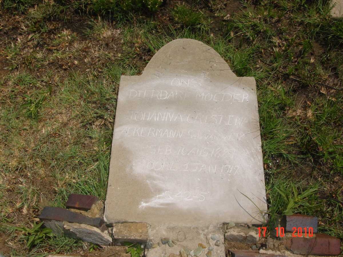 ACKERMANN Johanna Christina nee VAN WYK 1889-1917