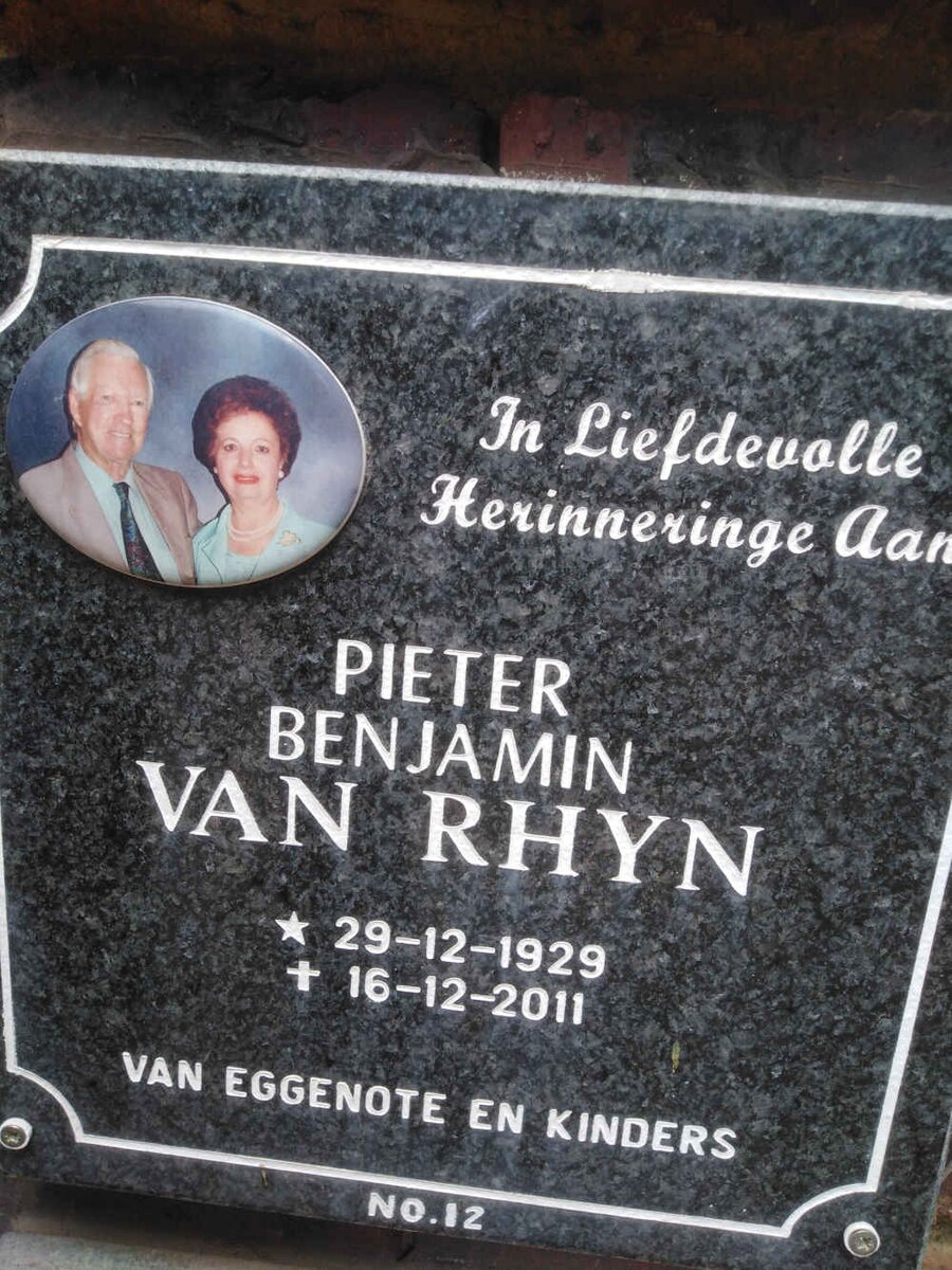 RHYN Pieter Banjamin, van 1929-2011