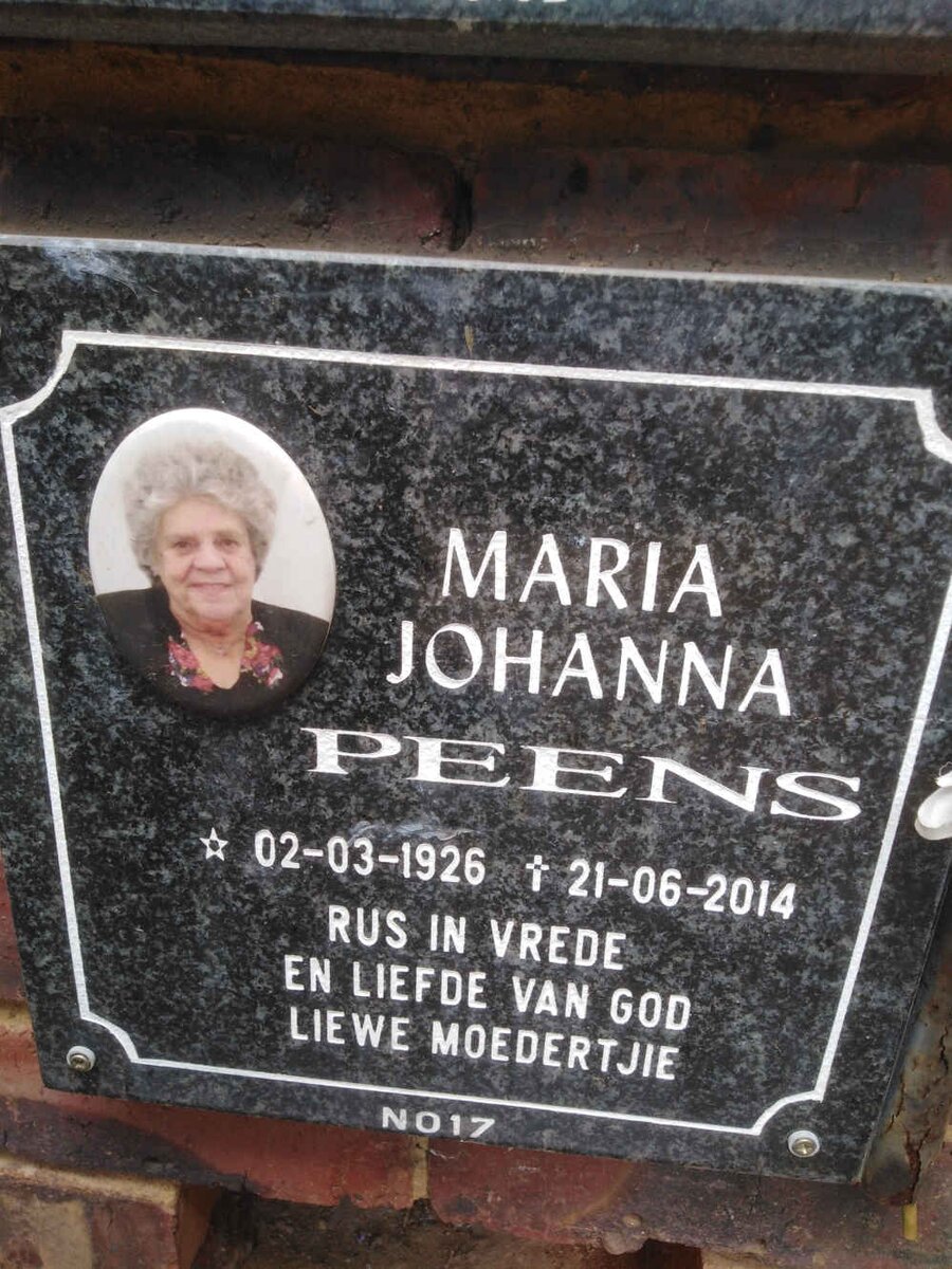 PEENS Maria Johanna 1926-2014