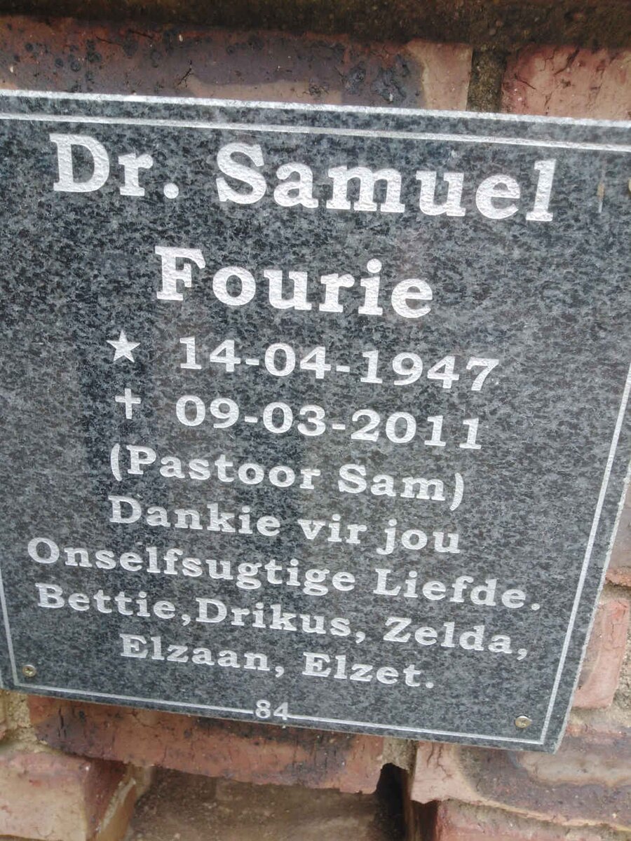 FOURIE Samuel 1947-2011