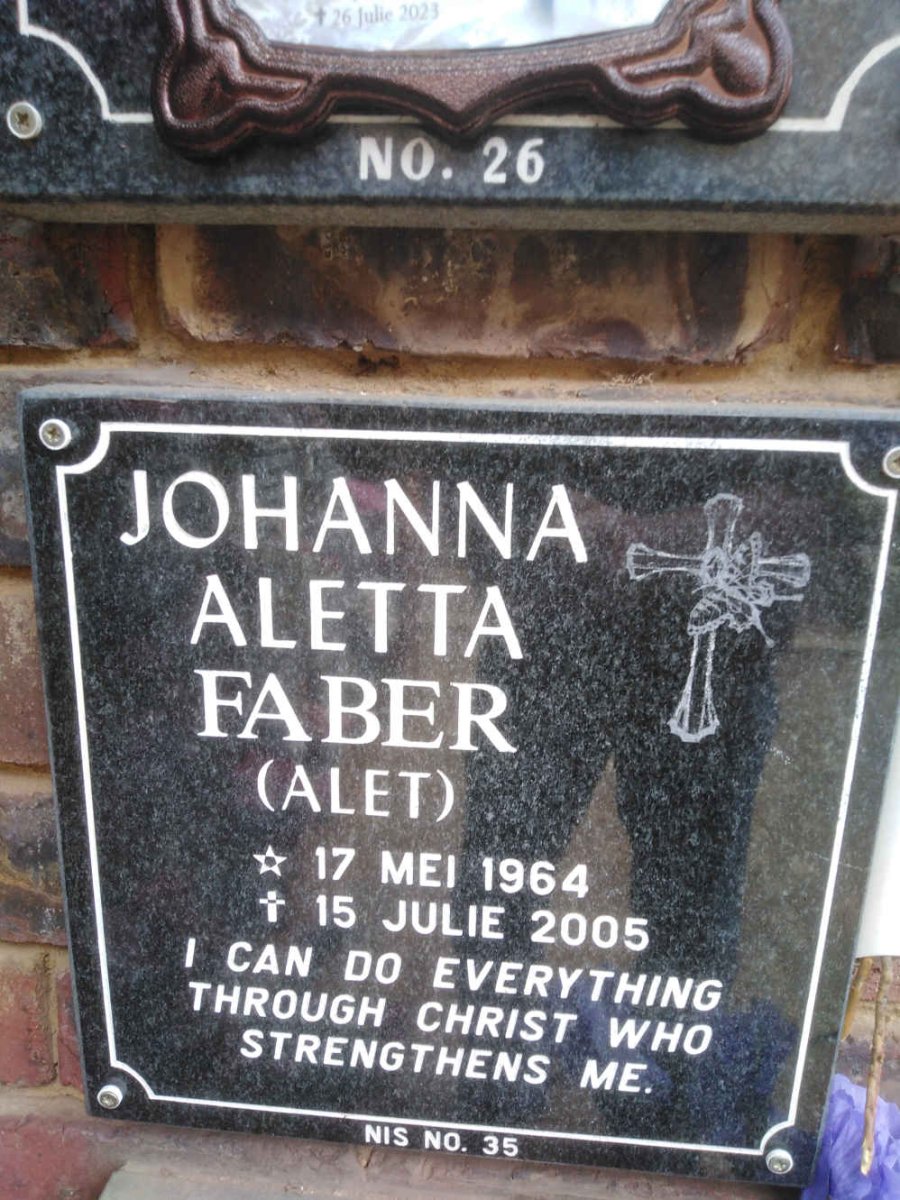 FABER Johanna Aletta 1964-2005