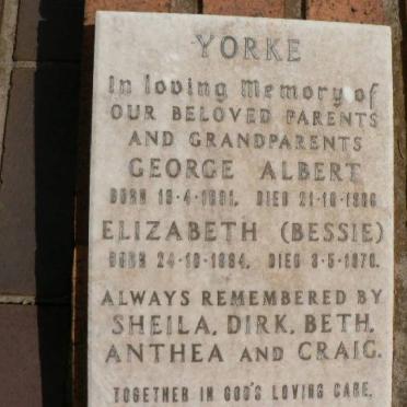YORKE George Albert 1891-1966 &amp; Elizabeth 1894-1970
