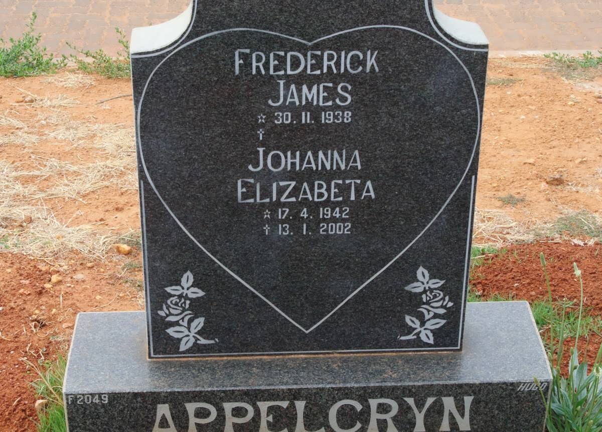 APPELGRYN Frederick James 1938- &amp; Johanna Elizabeth 1942-2002