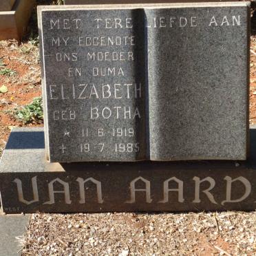 AARDE Elizabeth, van nee BOTHA 1919-1985