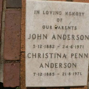 ANDERSON John Anderson 1882-1971 &amp; Christina Penn 1885-1971
