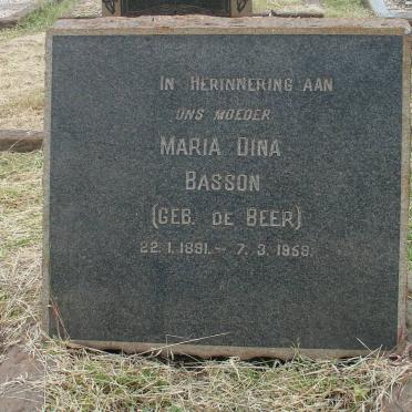 BASSON Maria Dina nee DE BEER 1891-1959