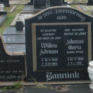 BANNINK Willem Adriaan 1909-1963 &amp; Johanna Maria BOTHA 1909-1991
