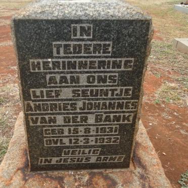 BANK Andries Johannes, van der 1931-1932