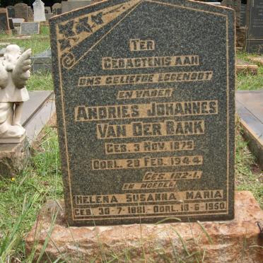 BANK Andries Johannes, van der 1875-1944 &amp; Helena Susanna Maria 1881-1950