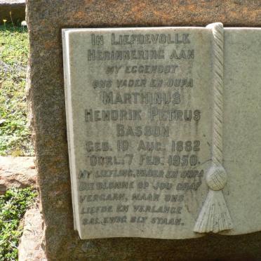 BASSON Marthinus Hendrik Petrus 1882-1950