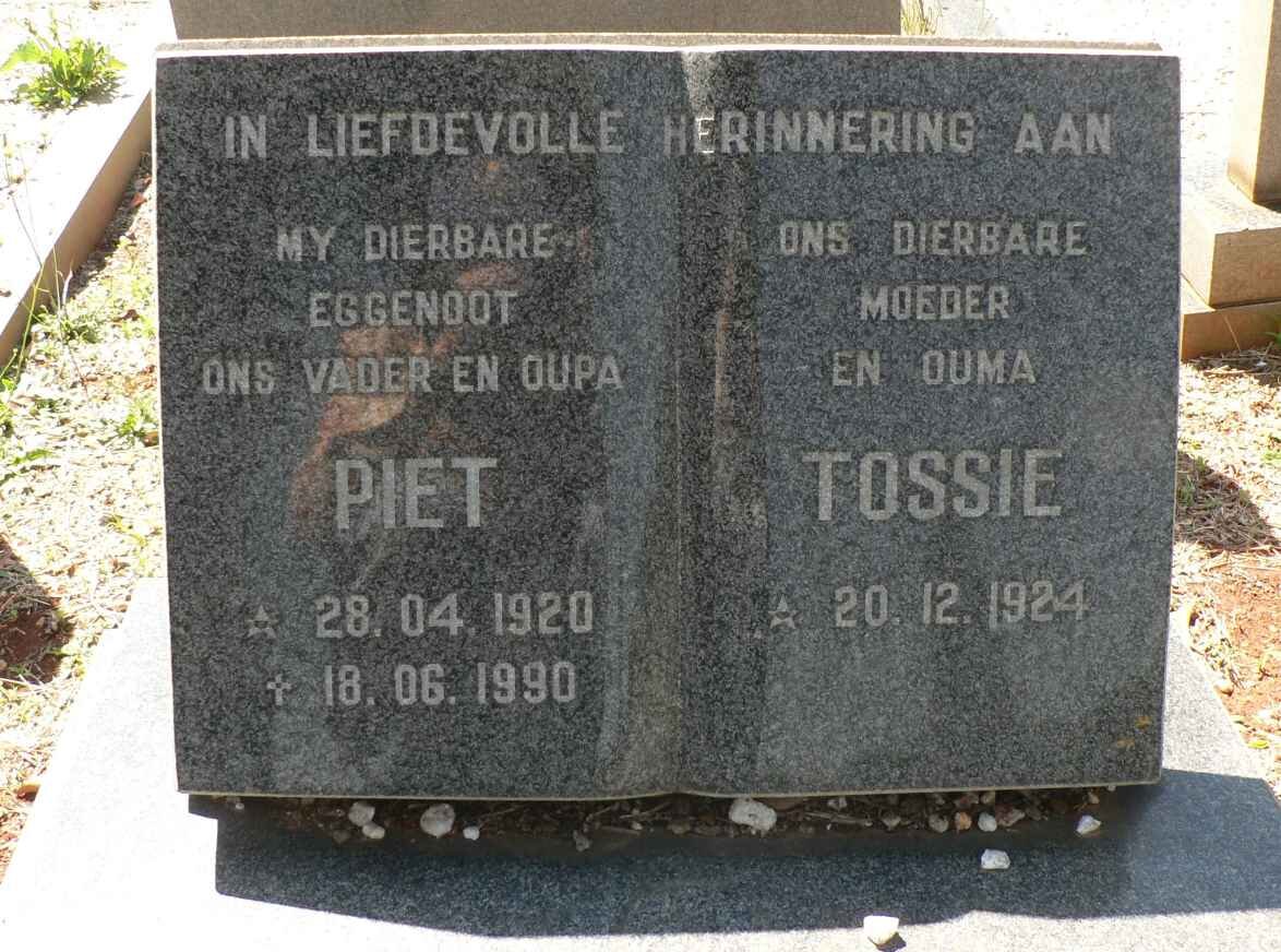 BALLACK Piet 1920-1990 &amp; Tossie 1924-