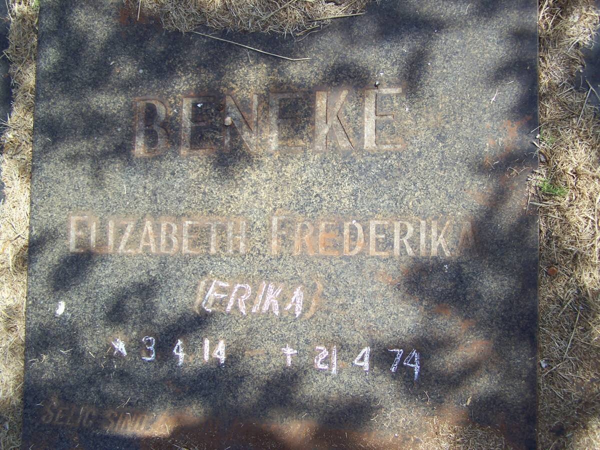 BENEKE Elizabeth Frederika 1914-1974